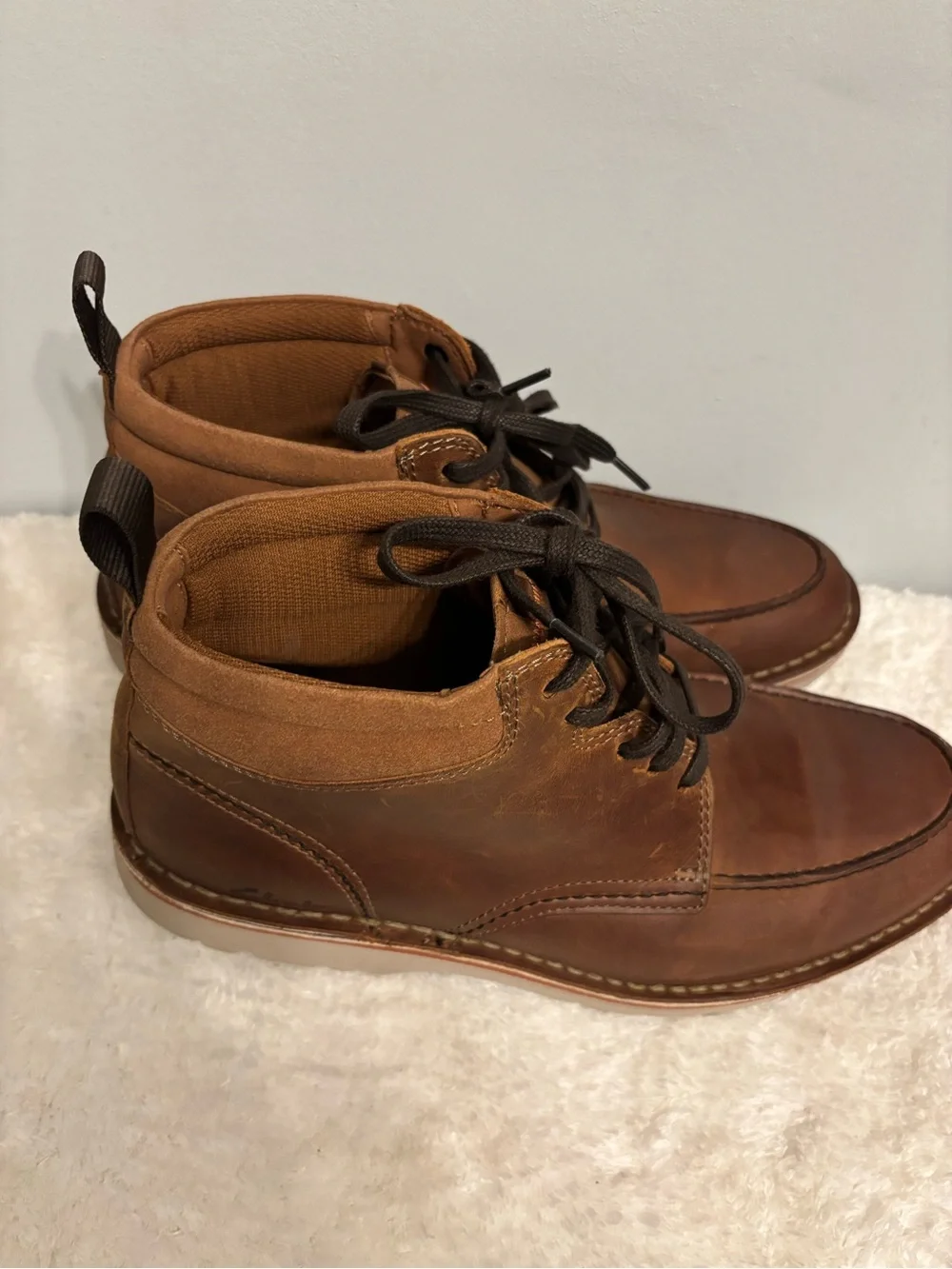 Clarks Brown Leather Chukka Lace-Up Boots